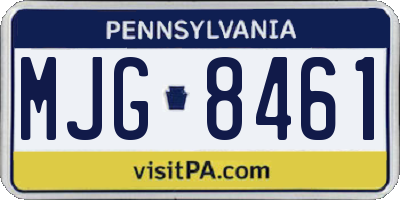 PA license plate MJG8461