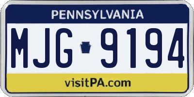 PA license plate MJG9194