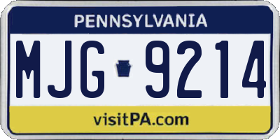 PA license plate MJG9214