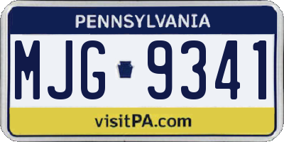 PA license plate MJG9341