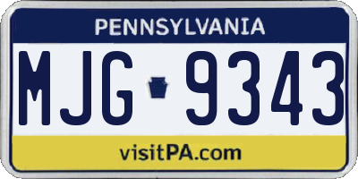 PA license plate MJG9343