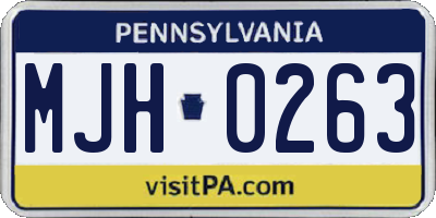 PA license plate MJH0263