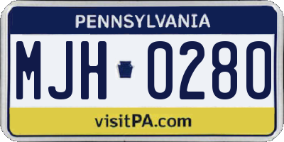PA license plate MJH0280