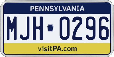 PA license plate MJH0296