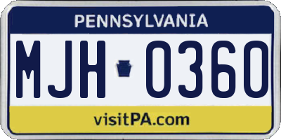 PA license plate MJH0360