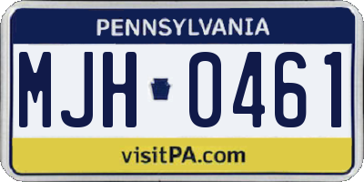 PA license plate MJH0461