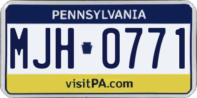 PA license plate MJH0771
