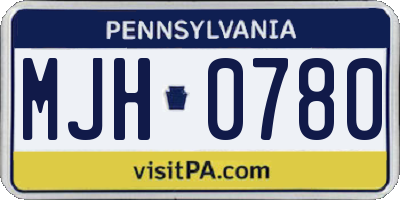 PA license plate MJH0780