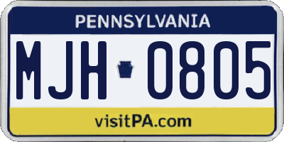 PA license plate MJH0805