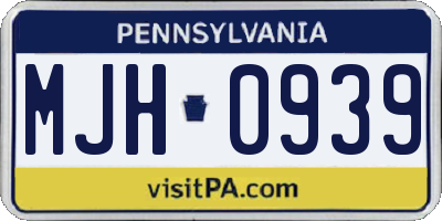 PA license plate MJH0939
