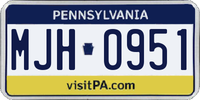 PA license plate MJH0951