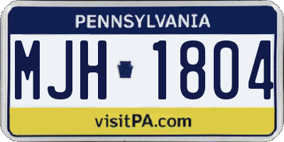 PA license plate MJH1804