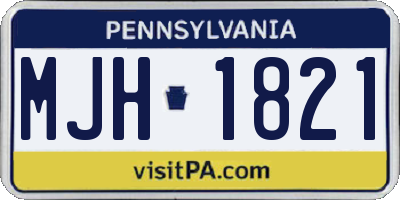 PA license plate MJH1821