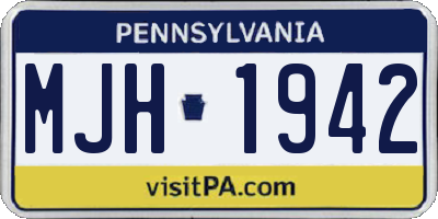 PA license plate MJH1942