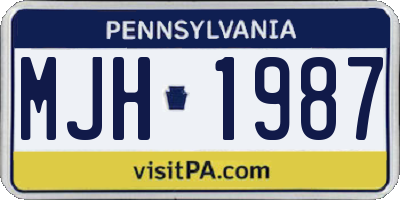 PA license plate MJH1987
