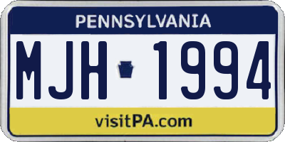 PA license plate MJH1994