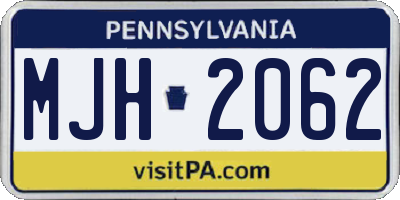 PA license plate MJH2062