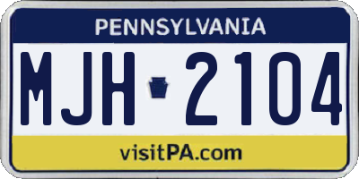 PA license plate MJH2104