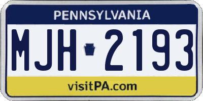 PA license plate MJH2193