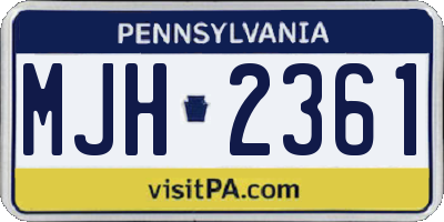 PA license plate MJH2361