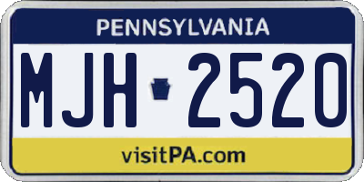 PA license plate MJH2520