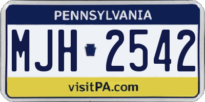PA license plate MJH2542
