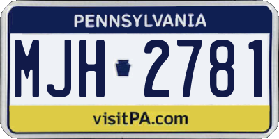 PA license plate MJH2781