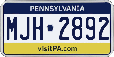 PA license plate MJH2892
