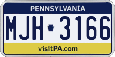 PA license plate MJH3166
