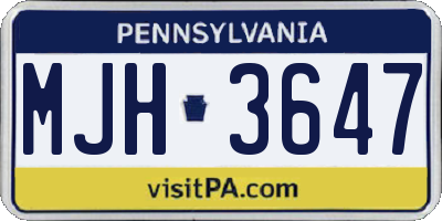 PA license plate MJH3647