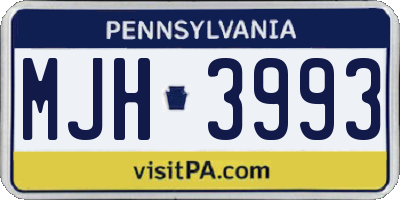 PA license plate MJH3993