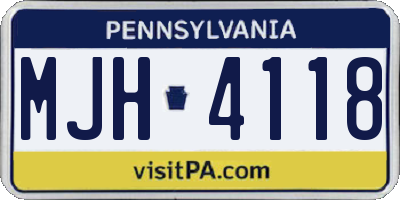 PA license plate MJH4118