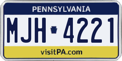 PA license plate MJH4221