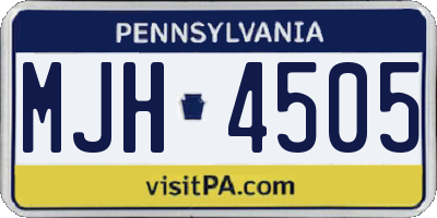 PA license plate MJH4505