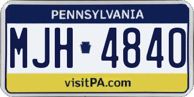 PA license plate MJH4840