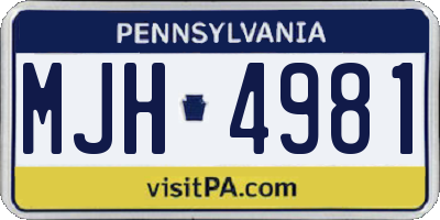 PA license plate MJH4981
