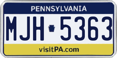 PA license plate MJH5363