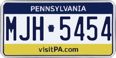 PA license plate MJH5454