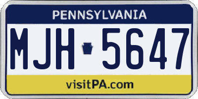 PA license plate MJH5647