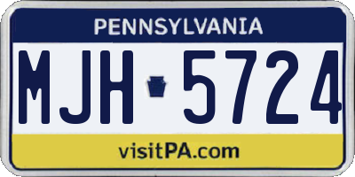 PA license plate MJH5724