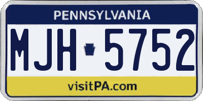 PA license plate MJH5752