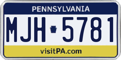 PA license plate MJH5781