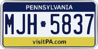 PA license plate MJH5837
