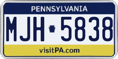 PA license plate MJH5838