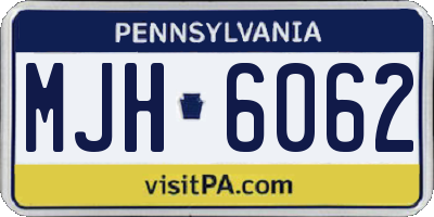 PA license plate MJH6062