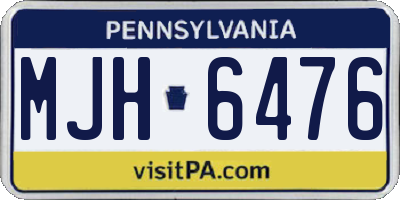 PA license plate MJH6476