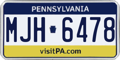 PA license plate MJH6478