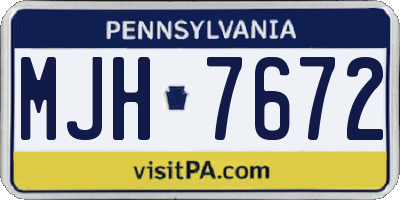 PA license plate MJH7672