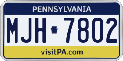 PA license plate MJH7802
