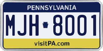 PA license plate MJH8001